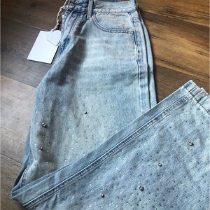 Aelfric Eden Light Blue Straight Leg Jeans with Embellishments size: 28